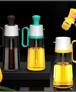 630ml Transparent Glass Multifunctional Oil Dispenser with BBQ Brush