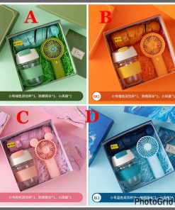 Promotional gift :fan umbrella and glass bottle idea giveaway