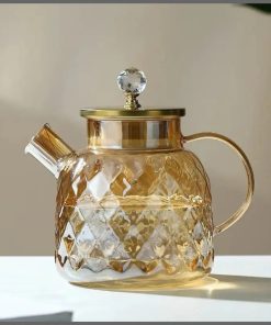 1300ml Champagne Color Diamond Texture Surface Glass Kettle
