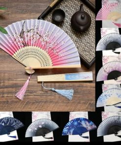 Folding Hand Fans Vintage Silk