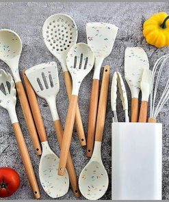 Unique white marble silicone spoon set