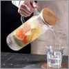 1.2l Glass Water Pitcher with handle and bamboo lid