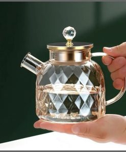 1300ml Champagne Color Diamond Texture Surface Glass Kettle