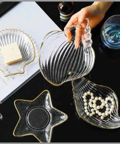 5pc Nordic style clear conch shape shell salad/decor dish