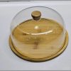 High quality bamboo base cake fruit stand With Dome Cover