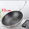 32cm full stainless steel honey comb wok pan