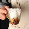 350mls Insulated Double Wall Glass Cup Dried Flower Coffee Cup with Handle