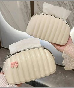 Creamy-White Shell Shaped Tissue Box Cover