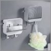 Wall Mounted Drain Soap Dish Holder with Case and Hooks