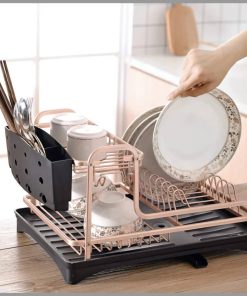 Kitchen Dish Drying Rack,Aluminum Sink Stand Organizer with Drainer