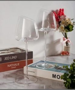 2pc Slanted Medium Capacity Crystal Wine Glass