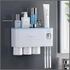 Wall mounting toothpaste dispenser with magnetic 3 cups