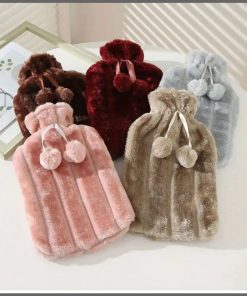 2L Hot water bottle with faux fleece