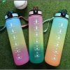 1000Ml Leakproof BPA Free Drinking  Water Bottle with Time Marker & Straw