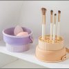 2 in 1 Silicone Makeup Brush Cleaning Bowl with Dryer on the other side