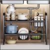 Under the sink adjustable 2 tier rack