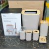 Bathroom accessories series set with Bamboo lids