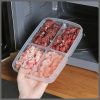 3pcs  4 grid Compartment food fridge leak proof container