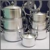 7 Aluminium pots with lids