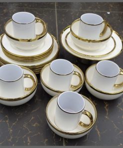 24pcs Ceramic Dinner set with Golden Rim