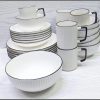 24pcs Concise white ceramic dinner set with black rim
