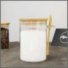 Glass spice / storage jar with spoon and bamboo lid