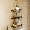 3 Tier wooden floating shelf/hanging rope organizer rack