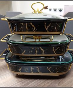 3pcs black  gold  ceramic chaffing dish