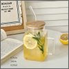 620ml Borosilicate glass cup with handle and bamboo lid