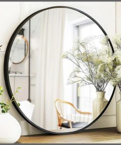 80cm Contemporary Round Mirror For Bathroom Vanity, Entryway, Living room
