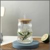 600ml high quality borosilicate strip glass with lid straw