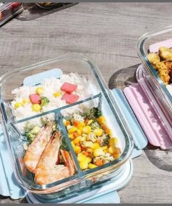 3-Grid Microwave-Safe Partitioned Glass Lunch Box