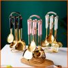 High QUALITY 6pcs +1stand Heavy Golden Serving spoons set