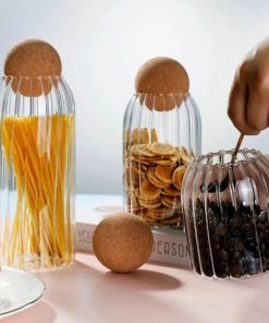 3Pcs Transparent storage glass jar with cork transparent seal
