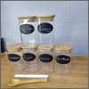 6-pack Square Glass Jars with Bamboo lid And Spoon
