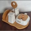 5pc Ceramic cruets napkin holder