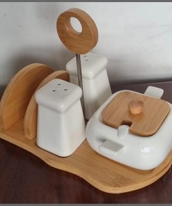 5pc Ceramic cruets napkin holder