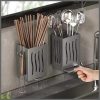 Wall Mounted Perforated Plastic spoon,chopstick Holder with drainer
