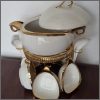 16Pcs Ceramic soup set on golden stand