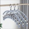 1pc stainless steel clothes drying hanger with 10 clips for socks