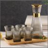 7Pcs Dark/Golden  glass water set with holder inserts