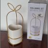 Love shape ceramic tool barrel set gold or silver metal stand