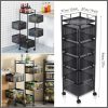 5Layer Rotatable Kitchen Metal Square Storage Rack with wheels