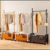 100cm Wide Clothes Rack with Basket Metal Clothes Rack Stand with Wheels