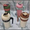 650ml coffee Thermocup with thermometer temperature indicator and gold lid lock