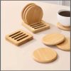 Heavy Duty Bamboo Coasters 6pcs  + 1Holder Rack