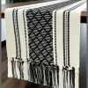 6Pcs Braided woven textured table runner with tassels + 6pcs table mats