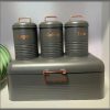 Grey bread bin with 3pcs canisters