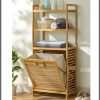 3 Tier Bamboo Laundry Basket Organizer & tilt out shelf