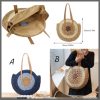 Round straw woven beach bag
